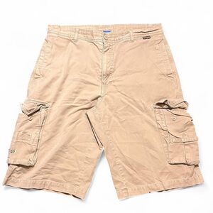 Vintage Y2K OP Ocean Pacific Cargo Brown Tan Shorts Spellout sz 33